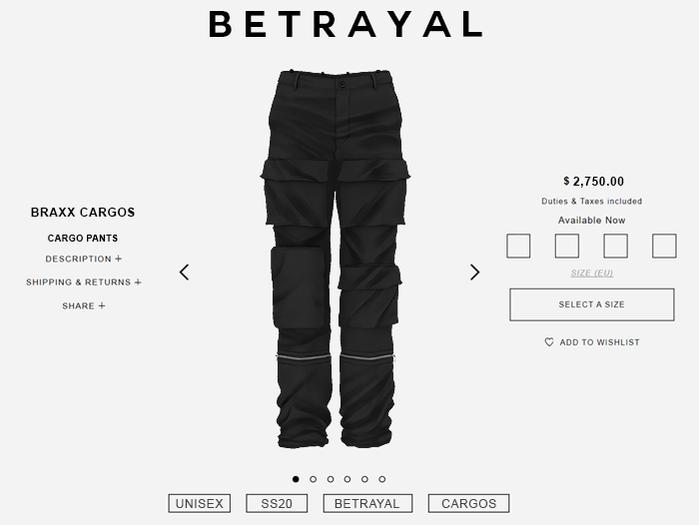 BETRAYAL. Braxx Cargos BLACK