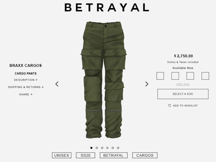 BETRAYAL. Braxx Cargos GREEN