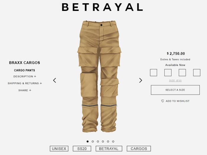 BETRAYAL. Braxx Cargos KHAKI