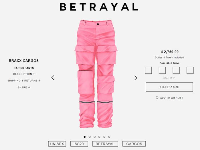 BETRAYAL. Braxx Cargos PINK