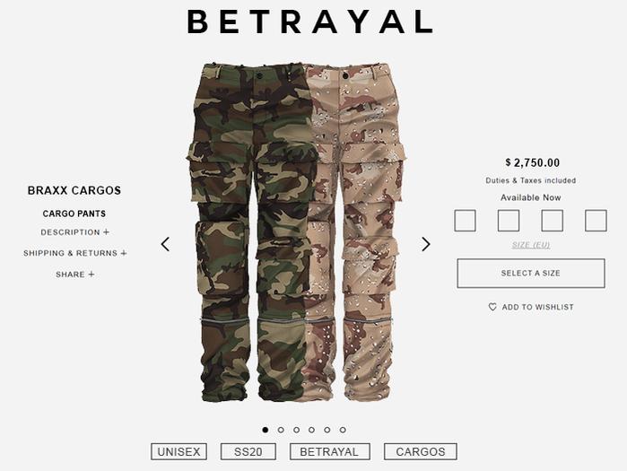 BETRAYAL. Braxx Cargos FATPACK