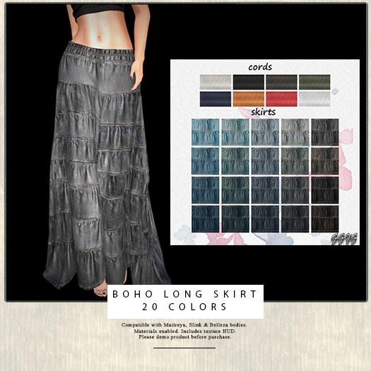 GGVG BOHO LONG SKIRT 20 COLORS