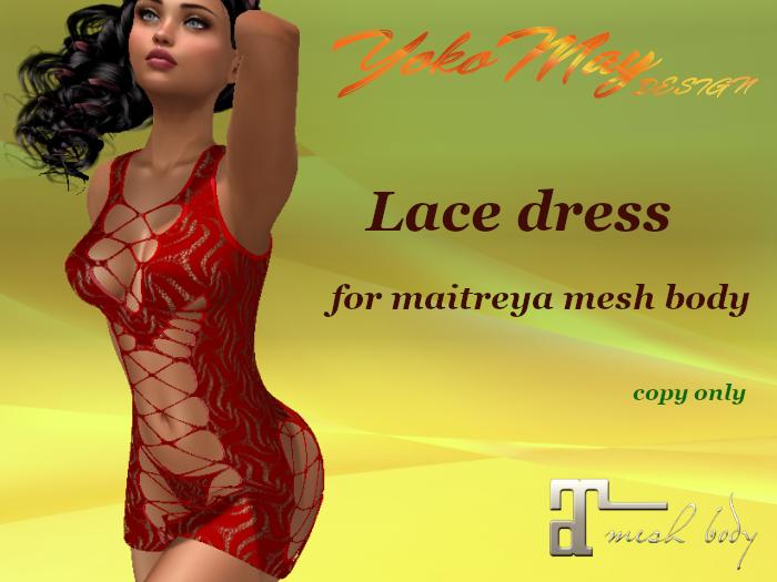 Lace dress - red -MAITREYA (add to open)