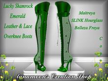DEMO-Lucky Shamrock Emerald Leather Boots