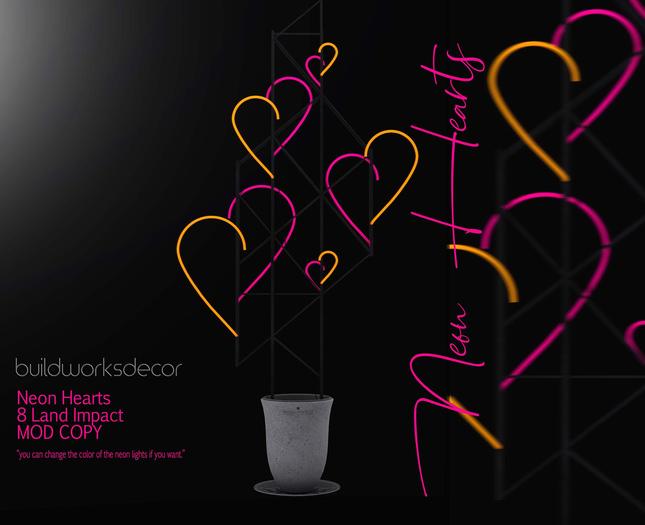 buildworksdecor ~ Neon Hearts / Boxed