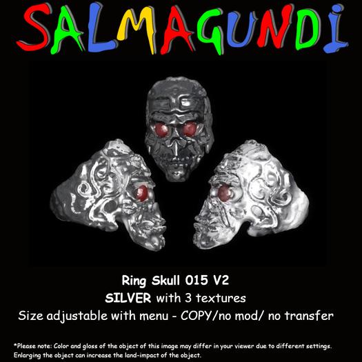 ~GEMZ~ Skull Ring 015 SILVER