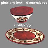 plate and bowl - diamonds red (modify/copy)