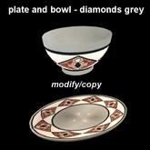 plate and bowl - diamonds grey (modify/copy)