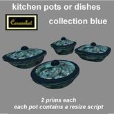 kitchen pots or dishes - blue collection
