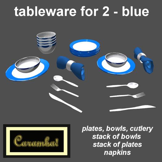 tableware for 2 - blue