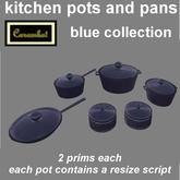 kitchen pots and pans - blue collection