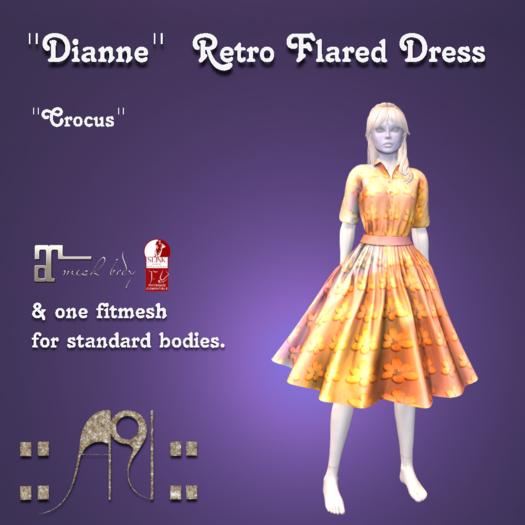::AU:: Dianne Retro Flare Dress - Crocus