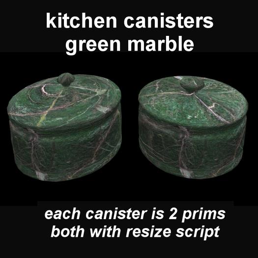 kitchen canisters - green marble with resize script