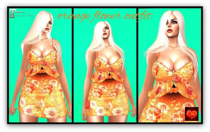 orange flower outfit