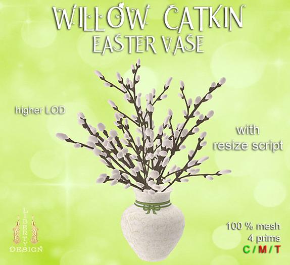 Easter - Vase with willow catkin / resizeable / mesh V4 (boxed)