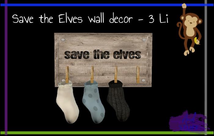 Second Life Marketplace - :And Stuff: Save the Elves wall decor - Blue ...