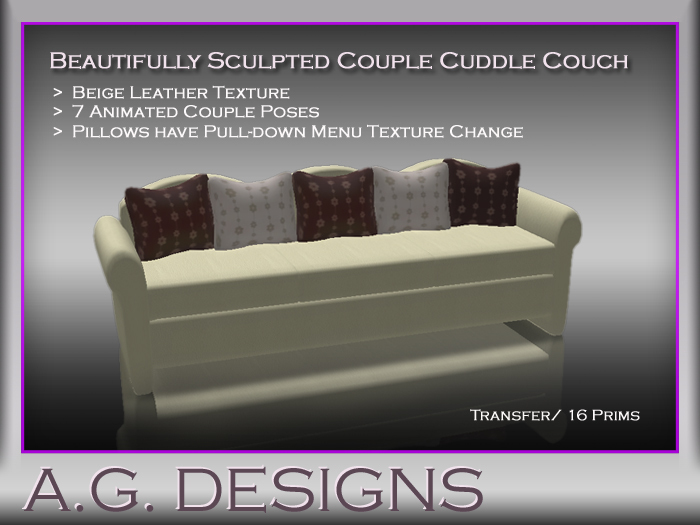 A.G.DESIGNS Beige Leather Cuddle Couch