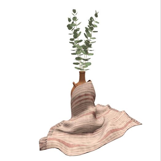 Clay vas wirh Throw and flower - pink