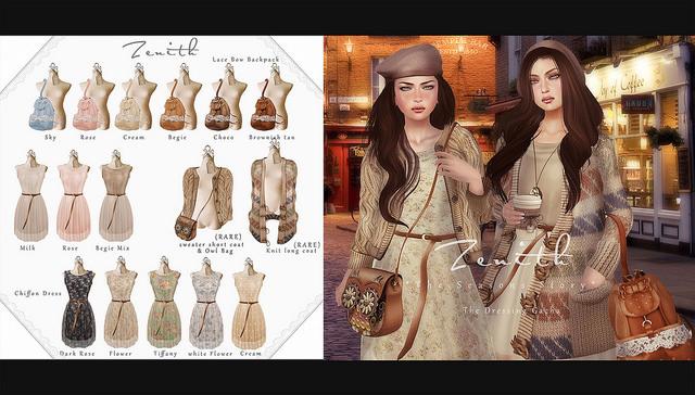 =Zenith=(Rose)Lace Bow Backpack