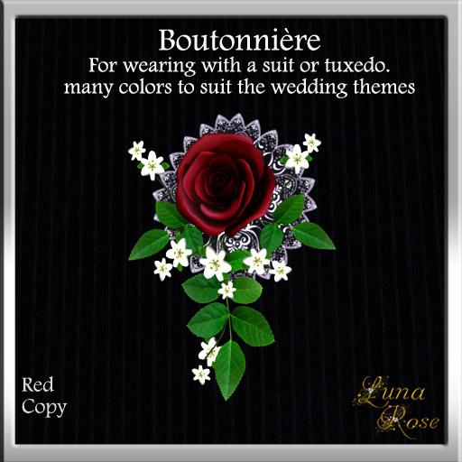 Boutonniere 1 Red - ADD to unpack