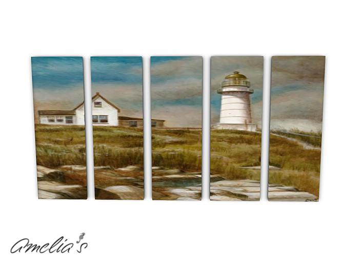 Amelia's 5 Panel Canvas-Rural Lighthouse (Boxed)