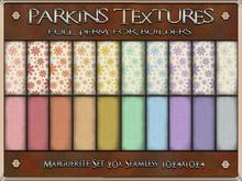 Parkins Textures - Marguerite Set - 20x Full Perm Seamless 1024 - Fabric, Clothing, Cloth, Floral, Pastel, Summer,Spring