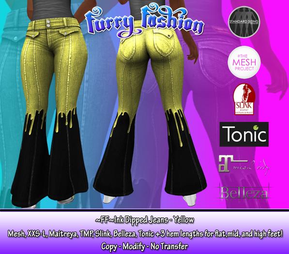 ~FF~ Ink Dipped Jeans - Yellow