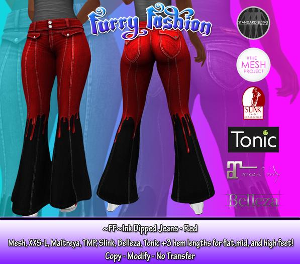 ~FF~ Ink Dipped Jeans - Red