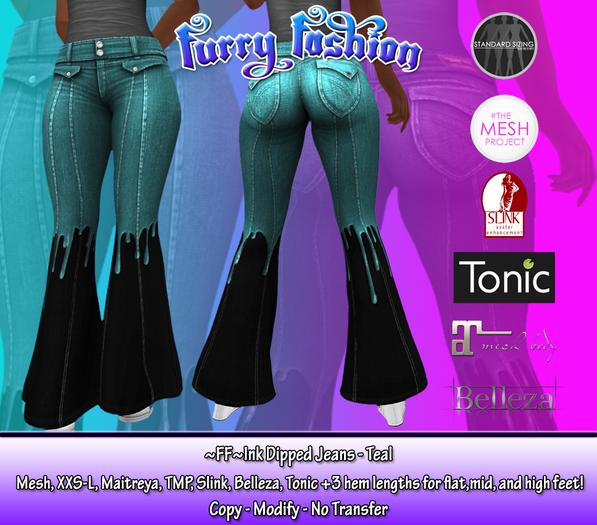 ~FF~ Ink Dipped Jeans - Teal