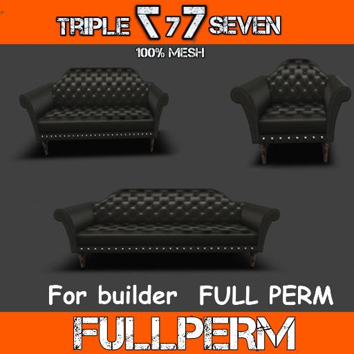 TRIPLESEVEN arm chair/loveseat/Sofa/ Black