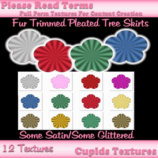 *CUPIDS*12 FUR TRIMMED TREE SKIRTS Textures Alphas
