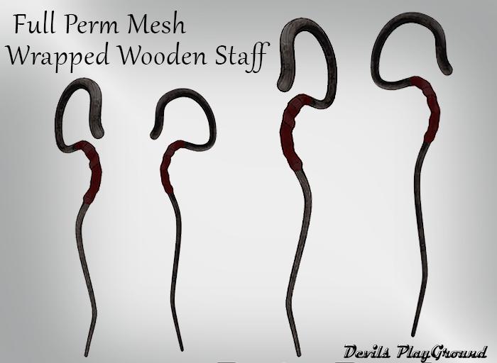 Mesh Full Perm Wrapped Wooden Staff 