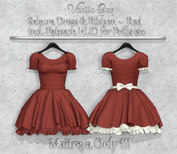 *Vanilla Bae* Sakura Dress - Red - Strip Me Collection - Maitreya
