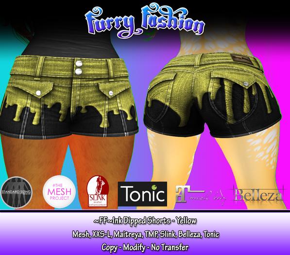 ~FF~ Ink Dipped Shorts - Yellow