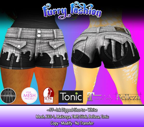 ~FF~ Ink Dipped Shorts - White