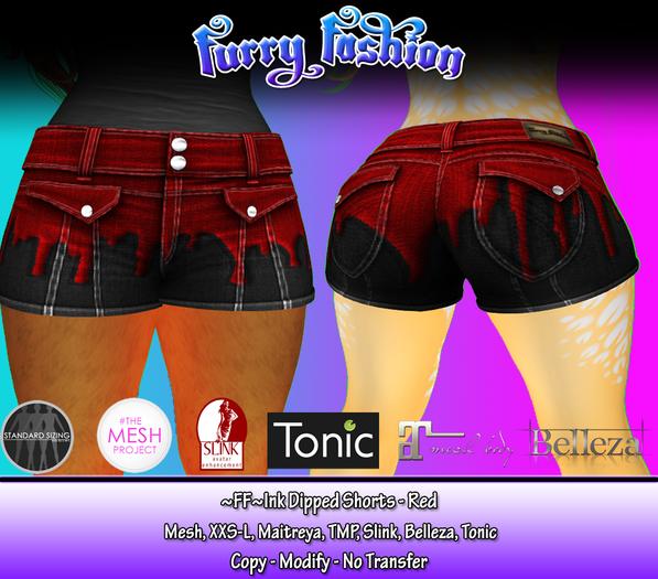 ~FF~ Ink Dipped Shorts - Red