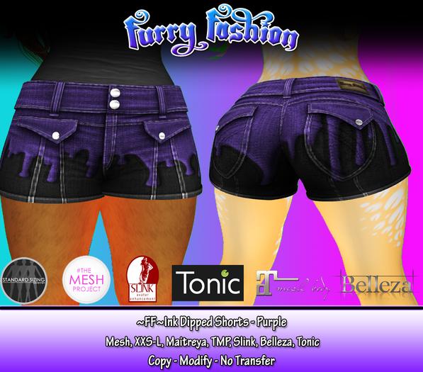 ~FF~ Ink Dipped Shorts - Purple