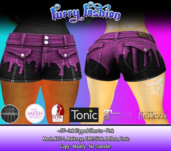 ~FF~ Ink Dipped Shorts - Pink