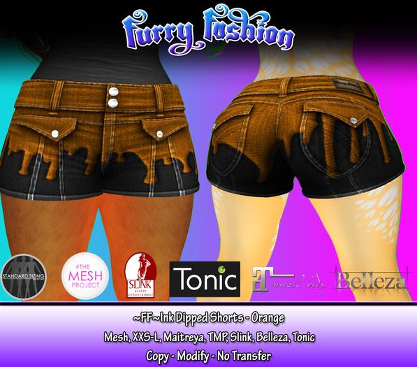 ~FF~ Ink Dipped Shorts - Orange