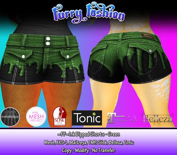 ~FF~ Ink Dipped Shorts - Green