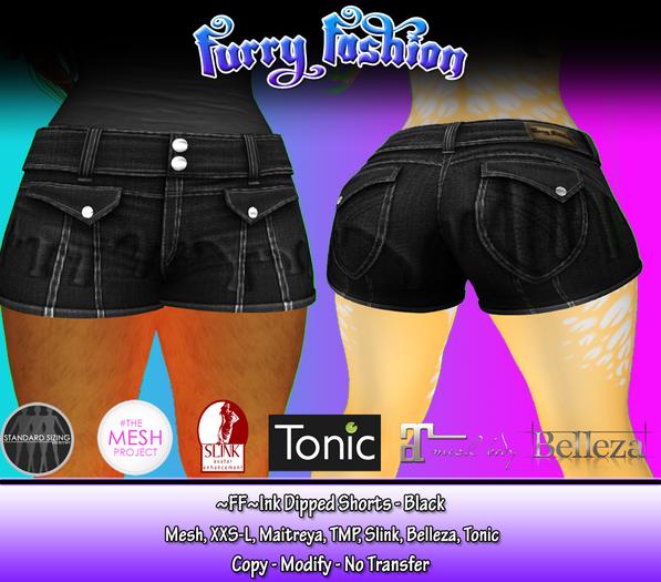~FF~ Ink Dipped Shorts - Black