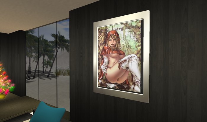 Fairy Tale Lit' Red Riding Hood Framed  Picture 2 prims