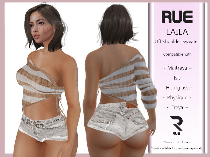 :: RUE :: Laila Off Shoulder Sweater - Spring Stripe FATPACK