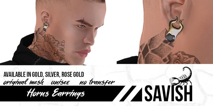 Savish - Gold Horns Earrings