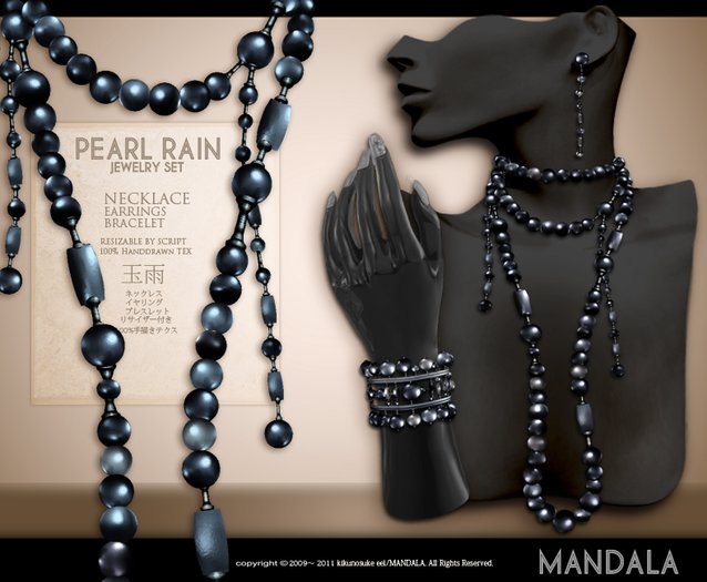 [MANDALA]pearl rain jewely set(navy blue)