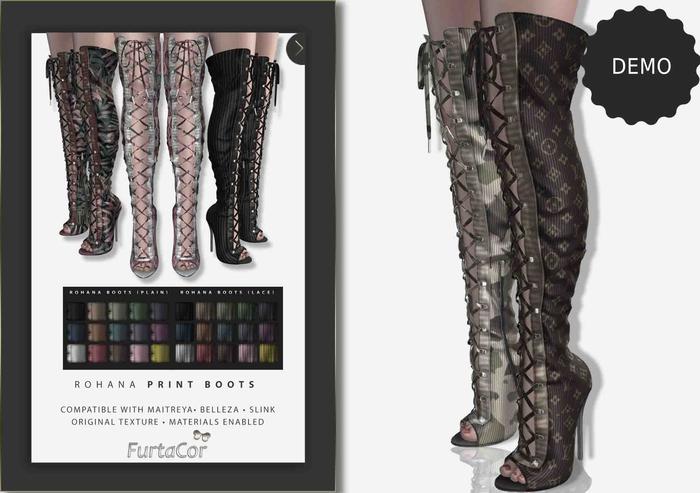 :::DEMO:::[FurtaCor Female] Rohana Print Boots
