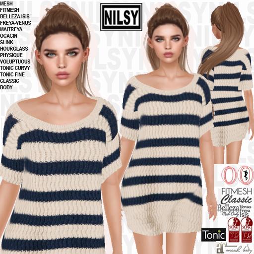 NILSY MARINE SWEATER DRESS,ALL BODIES