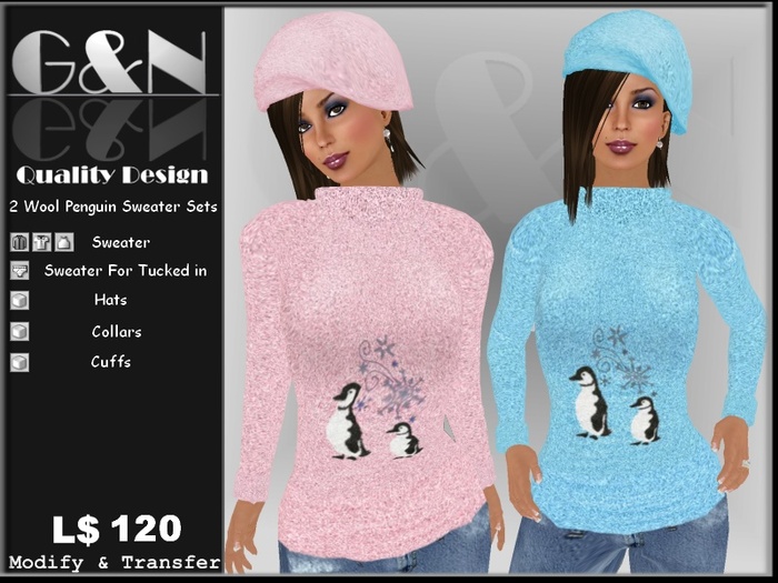 G&N Quality Design Penguin Sweaters Set