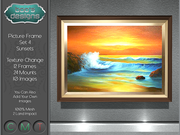 *BD* Picture Frame ~ Set 4 ~ Sunsets with Texture Change