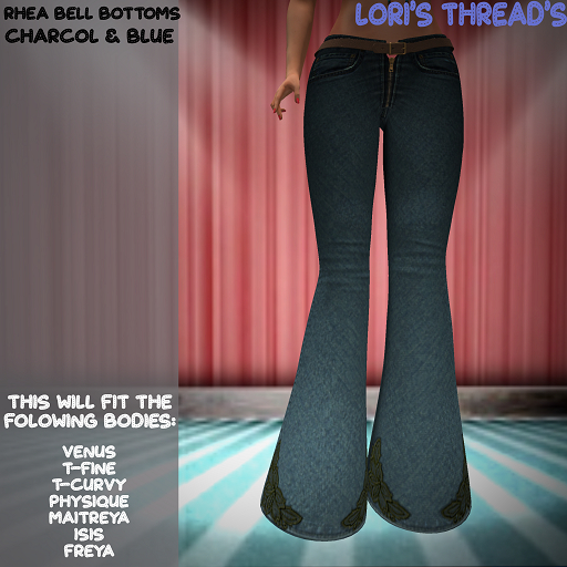 [L.T] Rhea Bell Botttoms - Charcol/Blue - REZ ME